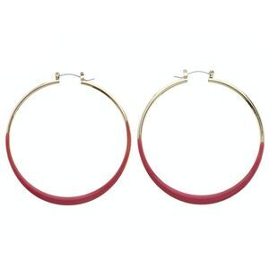 Gold pink hoop earrings NWOT
